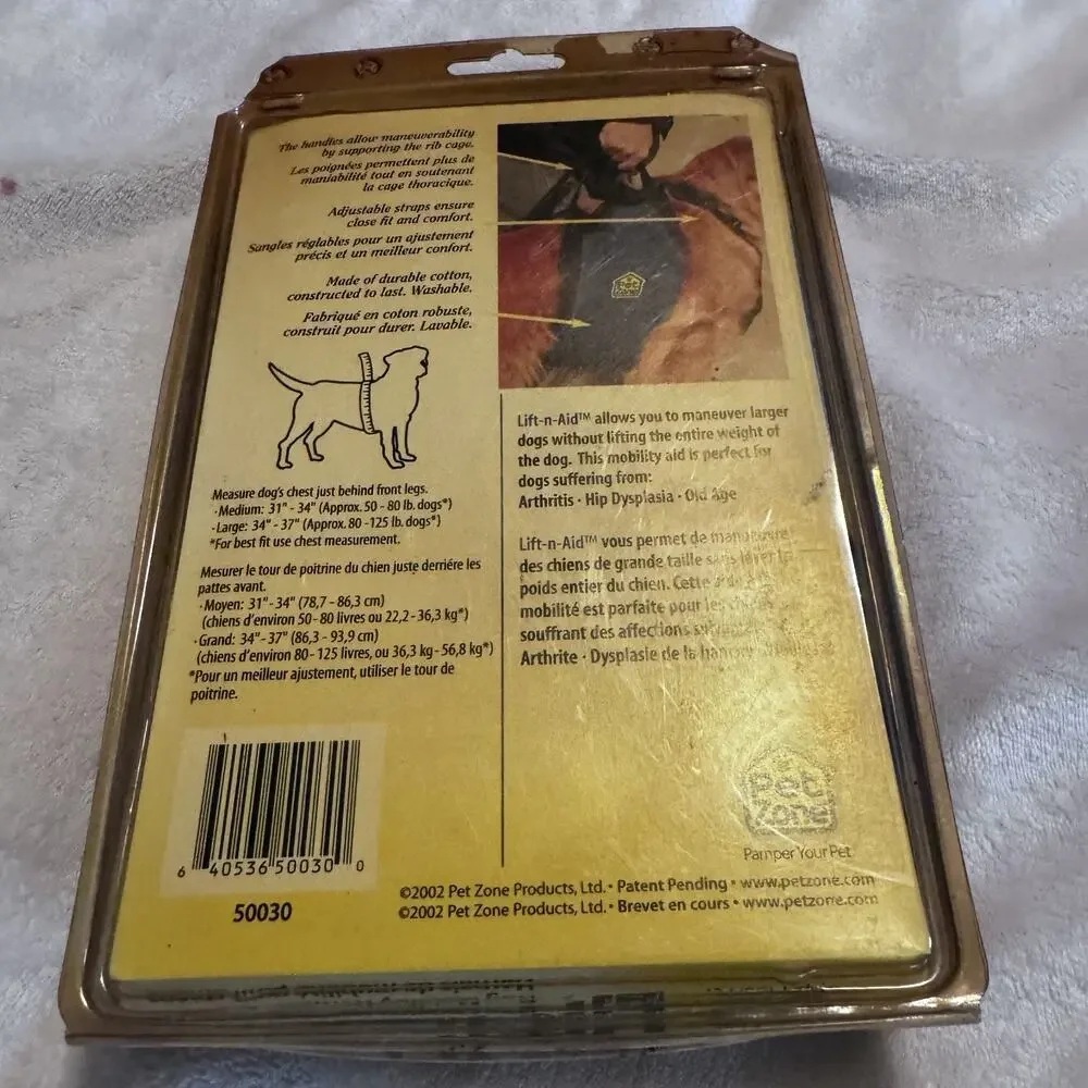Pet Zone Lift-n-Aid Dog Mobility Harness Large Assist Sling Arthritis Hip NOS